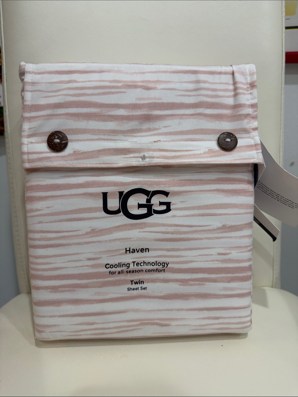 UGG White/Blush "Shell" Haven Cooling Technology TWIN Sheet Set